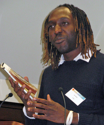 Kei Miller at launch of Give the Ball to the Poet in Glasgow 2014